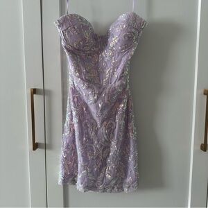 Soft Lavender Strapless Bodycon Dress with Sweetheart Neckline for Prom